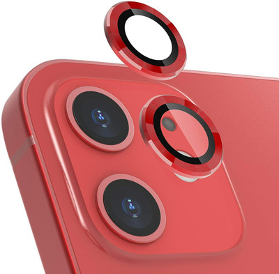Maxboost Back Camera Lens Glass Protector for iPhone 13 Mini Full Coverage Metal Camera Lens Ring Protector (Red)(Pack of: 1)