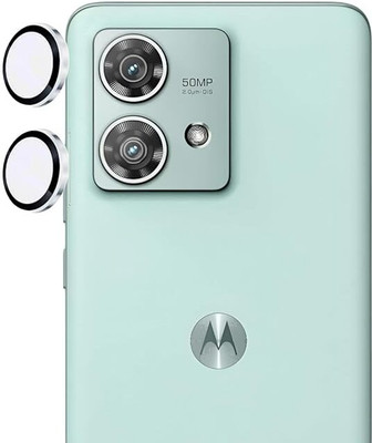 UNIKWORLD Back Camera Lens Ring Guard Protector for Motorola Moto Edge 40 Neo 5G Silver 9H Camera Glass Metal Individual Ring(Pack of: 1)