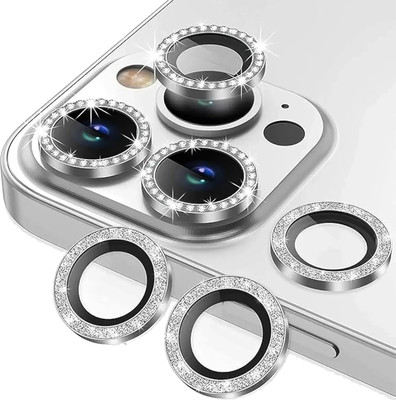 EJZATEX Back Camera Lens Ring Guard Protector for iPHONE 16 PRO/16 PRO MAX, SILVER DIAMOND RING(Pack of: 3)