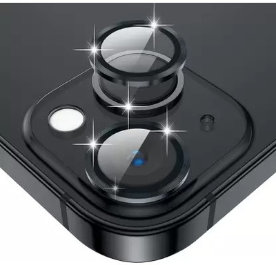 VOSKI Back Camera Lens Ring Guard Protector, Camera Lens Glass Protector for iPhone 14 Black Camera Lens Protector Alloy Full Fit Scratch Proof Ring(Pack of: 1)