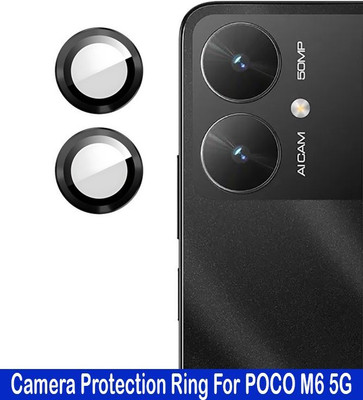 DC DEAL CLUES Back Camera Lens Glass Protector for POCO M6 5G [Black Metal Alloy Camera Ring with 9H Glass] Set of 1(Pack of: 2)