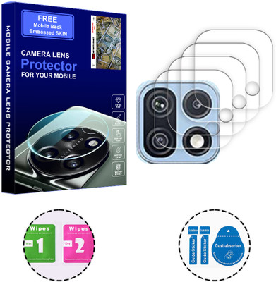 SOMTONE Back Camera Lens Glass Protector for Samsung Galaxy F42 5G (FREE 1 MOBILE EMBOSSED SKIN) CAMERA LENS PROTECTOR(Pack of: 4)