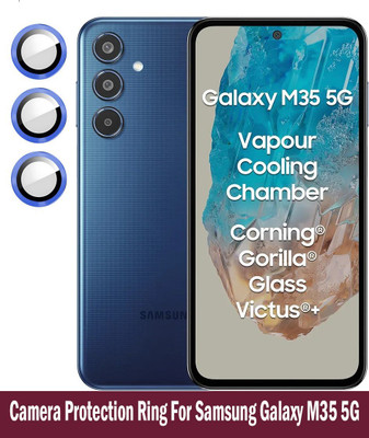 DC DEAL CLUES Back Camera Lens Ring Guard Protector for Samsung Galaxy M35 5G [Blue Metal Alloy Camera Ring with Glass] Set of 1(Pack of: 3)