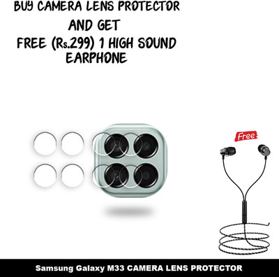 SOMTONE Back Camera Lens Glass Protector for F1-Samsung Galaxy M33 CAMERA LENS GUARD WITH 1 HIGH SOUND EARPHONE FREE(Pack of: 2)