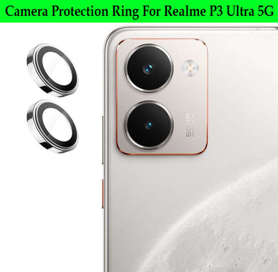 Zyxo Back Camera Lens Ring Guard Protector for Realme P3 Ultra 5G [ Silver Metal Ring with 9H Glass] Set of 1(Pack of: 2)