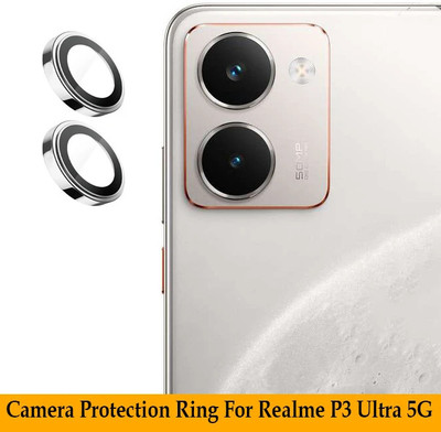 Zyxo Back Camera Lens Ring Guard Protector for Realme P3 Ultra 5G [ Silver Metal Ring with 9H Glass] Set of 1(Pack of: 2)