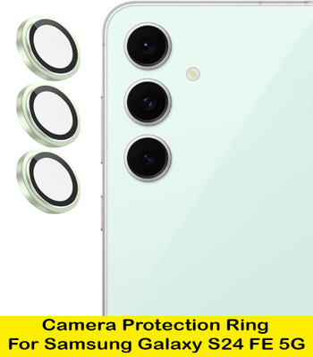 Zyxo Back Camera Lens Ring Guard Protector for Samsung Galaxy S24 FE 5G [ Green Metal Ring with 9H Glass] Set of 1(Pack of: 3)