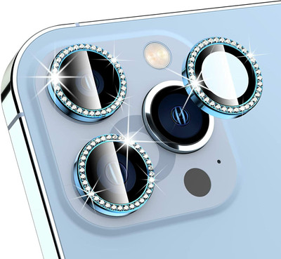 Mobilive Back Camera Lens Glass Protector for Mobilive Apple iPhone 13 Pro Max Diamond Stone Sparkling Ring Protector(Pack of: 3)