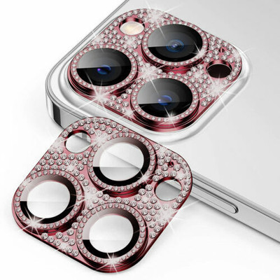 ELEF Back Camera Lens Glass Protector for iPhone 14 Pro Full Metal Diamond Luxury Camera Lens Protector(Pack of: 1)