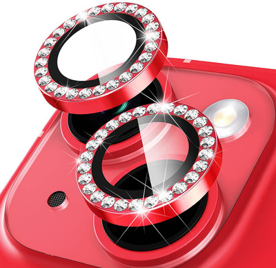 EJZATI Back Camera Lens Ring Guard Protector for iPHONE 15/15 PLUS, RED DIAMOND RING GUARD(Pack of: 2)