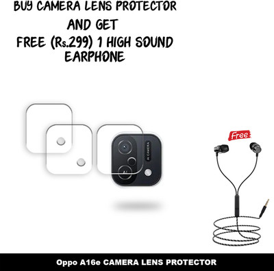 SOMTONE Back Camera Lens Glass Protector for ECLP3-Oppo A16e CAMERA LENS GUARD WITH 1 HIGH SOUND EARPHONE FREE(Pack of: 3)