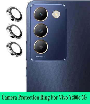 DC DEAL CLUES Back Camera Lens Glass Protector for Vivo Y200e 5G [Silver Metal Alloy Camera Ring with 9H Glass] Set of 1(Pack of: 3)