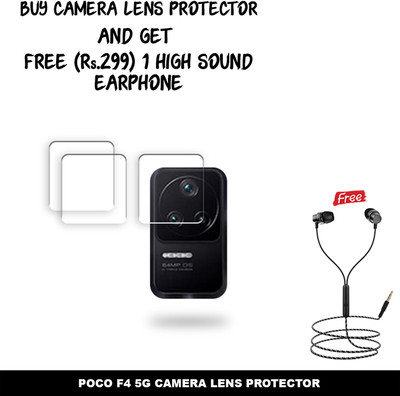 ARBAN Back Camera Lens Glass Protector for ELCP3-POCO F4 5G CAMERA LENS GUARD WITH 1 HIGH SOUND EARPHONE FREE(Pack of: 3)