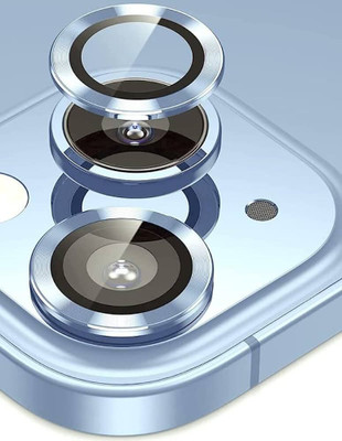 Bnny Camera Lens Protector for Apple iPhone 15 Camera Lens With Inbuilt Tempered Glass Aluminium Alloy Metal Ring Scratch proof Ultra Protection, Iphone 15 Plus Edge to Edge Blue ring(Pack of 1)