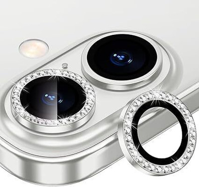 Bulkwala Back Camera Lens Glass Protector for iPhone 16/16 Plus silver diamond ring Camera Lens(Pack of: 1)