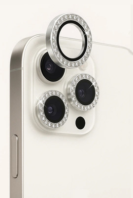 EJZATEX Back Camera Lens Ring Guard Protector for iPHONE 16 PRO/16 PRO MAX, GREY DIAMOND RING(Pack of: 1)