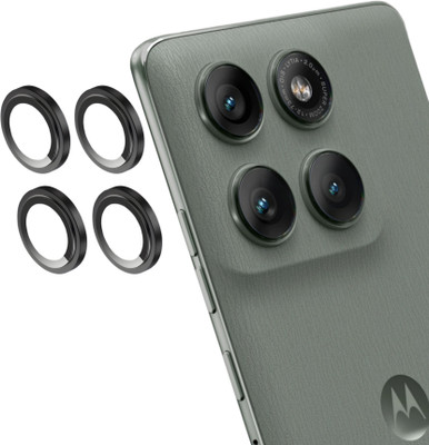 MOBCART Back Camera Lens Ring Guard Protector, Camera Lens Glass Protector for Moto Edge 60 Pro - 9H Tempered Glass, HD Clarity, Scratch-Resistant, Black(Pack of: 4)