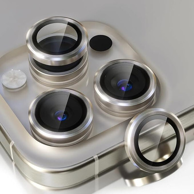 AUDICE Camera Lens Protector for IPHONE 16 PRO & IPHONE 16 PRO MAX, CAMERA LENS PROTECTOR, METAL ANTI-SCRATCH CAMERA RINGS FOR, IPHONE 16PRO AND 16 PRO MAX, CAMERA LENS GUARD COMPATIBLE WITH IPHONE16 PRO AND IPHONE 16PRO MAX NATURAL TITANIUM (GREY)(Pack of 1)