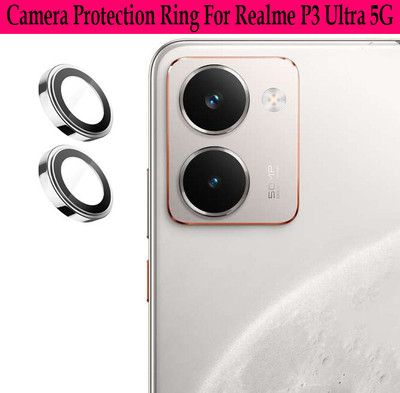 KREZEE Back Camera Lens Ring Guard Protector for Realme P3 Ultra 5G [ Silver Metal Ring with 9H Glass] Set of 1(Pack of: 2)