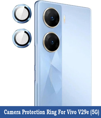 KREZEE Back Camera Lens Ring Guard Protector for Vivo V29e 5G [Sera Blue Metal Alloy Camera Ring with 9H Glass] Set of 1(Pack of: 2)