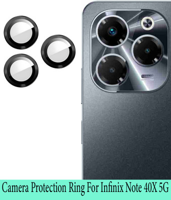KREZEE Back Camera Lens Ring Guard Protector for Infinix Note 40X 5G [Black Metal Alloy Camera Ring with Glass] Set of 1(Pack of: 3)
