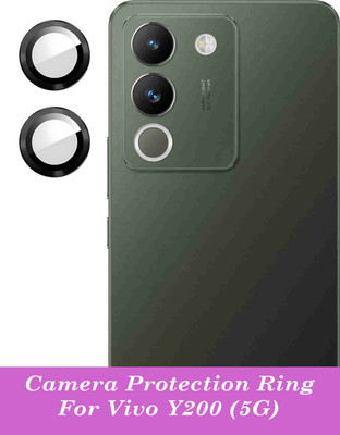 DC DEAL CLUES Back Camera Lens Ring Guard Protector for Vivo Y200 5G [Black Metal Alloy Camera Ring with 9H Glass] Set of 1(Pack of: 2)