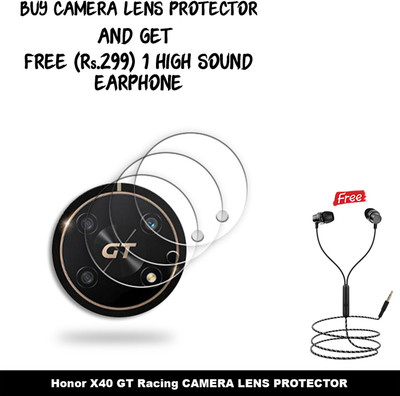 SOMTONE Back Camera Lens Glass Protector for ECLP3-Honor X40 GT Racing CAMERA LENS GUARD WITH 1 HIGH SOUND EARPHONE FREE(Pack of: 3)