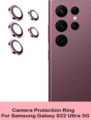 DC DEAL CLUES Back Camera Lens Ring Guard Protector for Samsung Galaxy S22 Ultra 5G [Pink Metal Alloy Camera Ring with Glass] Set of 1(Pack of: 5)