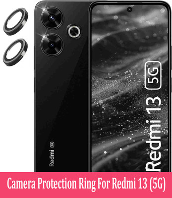 KREZEE Back Camera Lens Ring Guard Protector for Redmi 13 5G [Black Metal Alloy Camera Ring with 9H Glass] Set of 1(Pack of: 2)