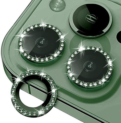 Oncraves Back Camera Lens Ring Guard Protector for Apple iPhone 13 Pro Max Diamond Camera Ring Aluminum Alloy Edge. Green(Pack of: 3)