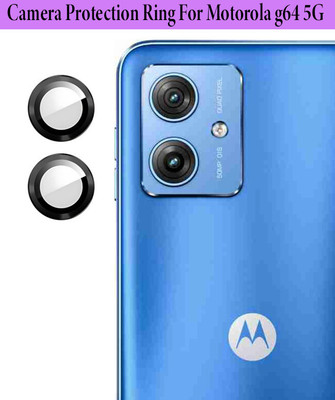 KREZEE Back Camera Lens Ring Guard Protector for Motorola g64 5G [Black Metal Alloy Camera Ring with 9H Glass] Set of 1(Pack of: 2)