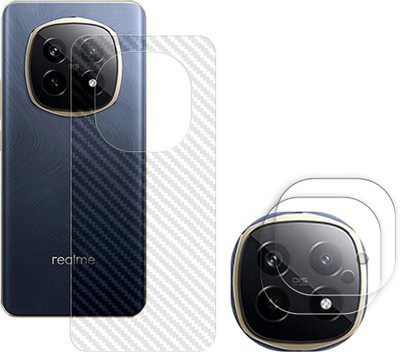 SOMTONE Back Camera Lens Glass Protector for Realme P2 Pro 5G (CAMERA LENS PROTECTOR WITH 1 BACK CARBON FIBER SKIN)(Pack of: 2)