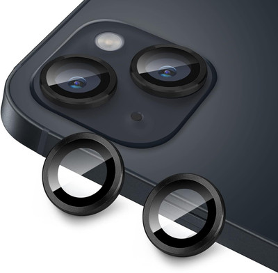 UNIKWORLD Back Camera Lens Glass Protector, Camera Lens Ring Guard Protector for iPhone 15 Black(Pack of: 2)