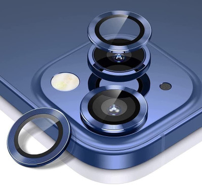 Caseworm Back Camera Lens Ring Guard Protector for iPhone 14 Plus HD Clarity - Blue(Pack of: 3)
