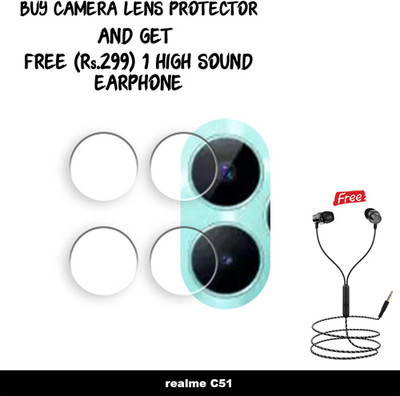SOMTONE Back Camera Lens Glass Protector for ECLP2-realme C51 CAMERA LENS GUARD WITH 1 HIGH SOUND EARPHONE FREE(Pack of: 2)