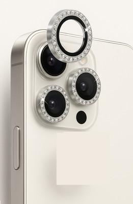 EJZATEX Back Camera Lens Ring Guard Protector for iPHONE 16 PRO/16 PRO MAX, GREY DIAMOND RING(Pack of: 1)