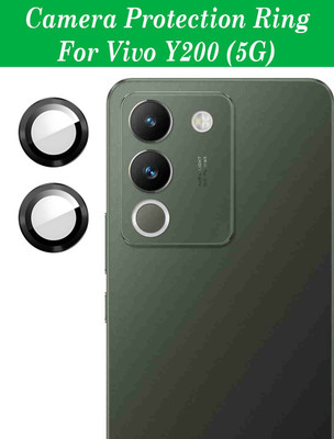 DC DEAL CLUES Back Camera Lens Ring Guard Protector for Vivo Y200 5G [Black Metal Alloy Camera Ring with 9H Glass] Set of 1(Pack of: 2)