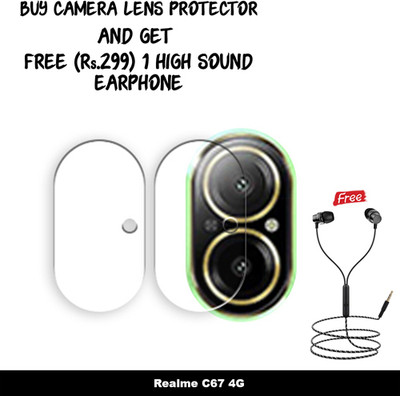 ARBAN Back Camera Lens Glass Protector for ECLP2-Realme C67 4G CAMERA LENS GUARD WITH 1 HIGH SOUND EARPHONE FREE(Pack of: 2)