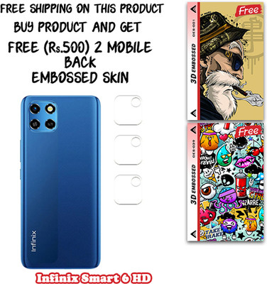 SOMTONE Camera Lens Protector for Infinix Smart 6 HD WITH FREE 500 RUPEES 2 3D EMBOSSED SKIN FOR MOBILE BACK CS001(Pack of 3)