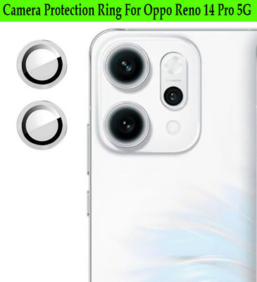 Zyxo Back Camera Lens Ring Guard Protector for Oppo Reno 14 Pro 5G [ Silver Metal Ring with 9H Glass] Set of 1(Pack of: 2)