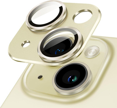 Mobilive Back Camera Lens Glass Protector for iPhone 14 Fully Metal Edge to Edge Coverage(Pack of: 2)