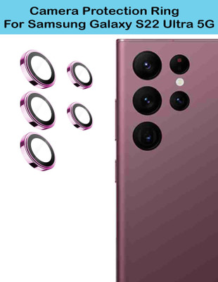 DC DEAL CLUES Back Camera Lens Ring Guard Protector for Samsung Galaxy S22 Ultra 5G [Pink Metal Alloy Camera Ring with Glass] Set of 1(Pack of: 5)