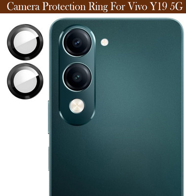 krezee Back Camera Lens Ring Guard Protector for Vivo Y19 5G [ Black Metal Ring with 9H Glass] Set of 1(Pack of: 2)