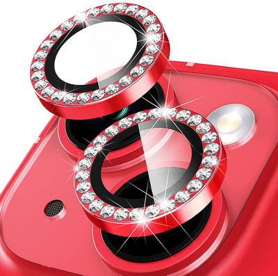 EJZATI Back Camera Lens Ring Guard Protector for iPHONE 15/15 PLUS, RED DIAMOND RING GUARD(Pack of: 1)