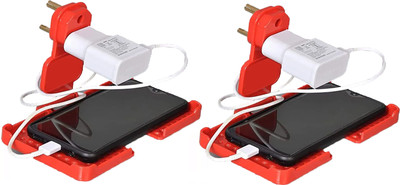 Mopslik Electric Plug Socket Hanging Mobile Charging Holder Stand Red Pack Of 2 Mobile Holder