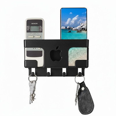 Unique Goods Haven Apple-Shaped Wall Mount Mobile Holder-No Drill-Black Colour Mobile Holder