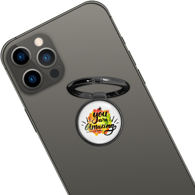 Swap-n-Snap BLACK HOLO-RING PHONE GRIP & STAND WITH U R AMAZING DESIGN & SWAP MAGNET LOGO Mobile Holder