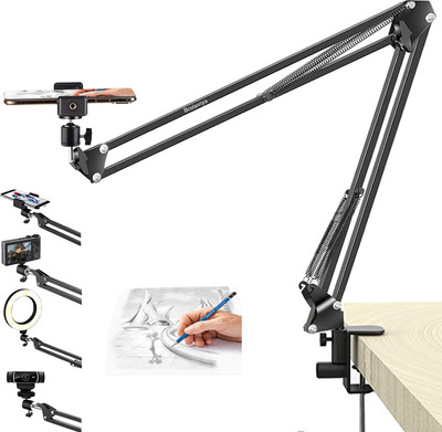 BROLAVIYA Overhead Video Large Arm Mobile Stand Large 2 Way Base Clamp With Mobile Bracket Mobile Holder