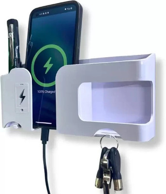 WALLVIEW TECH Wall Mount Mobile Stand Remote Stand with Extra Space for 2 Mobiles - White Mobile Holder