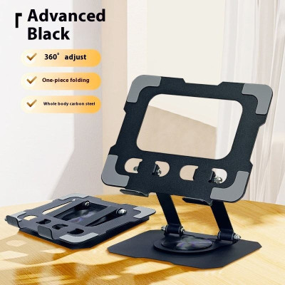 Tannero Black Carbon Steel Adjustable Stand, 360-Degree Rotating Base for All Tablets / Mobile Holder